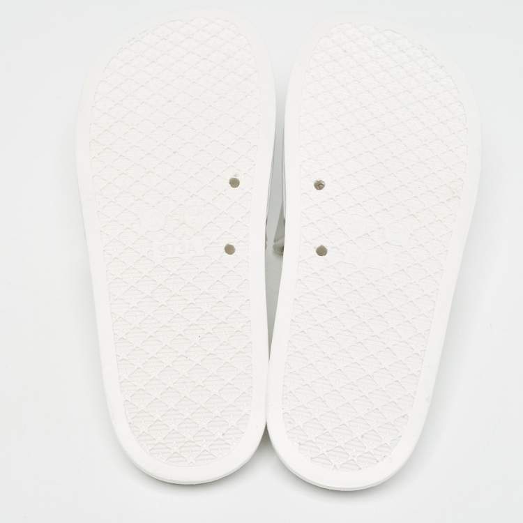 Pre Owned Roberto Cavalli White Rubber Flat Slides Size 42