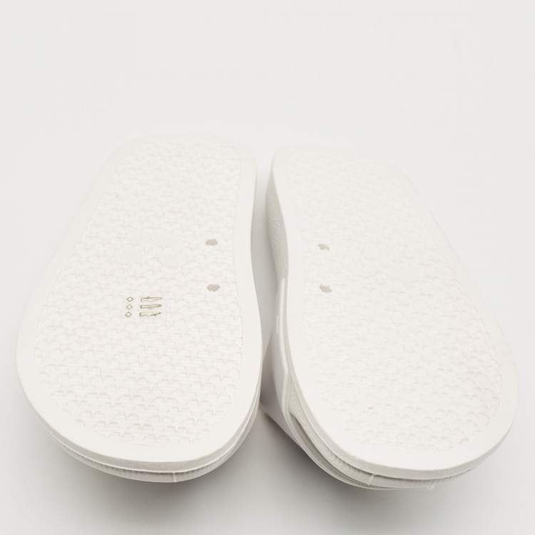 Pre Owned Roberto Cavalli White Rubber RC Logo Slide Flats Size 42