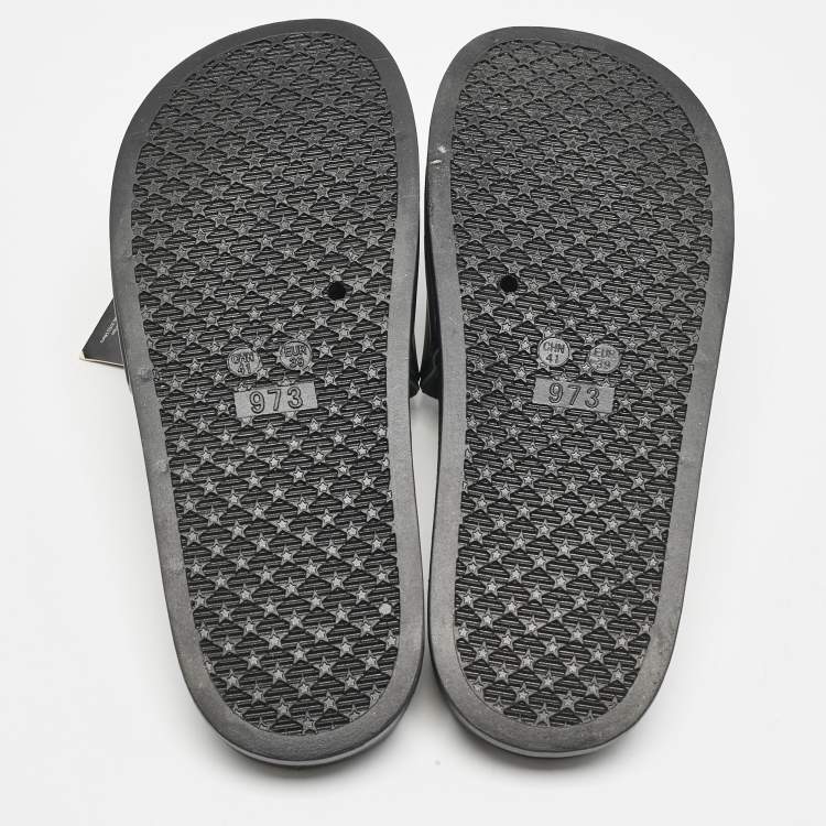 Pre Owned Roberto Cavalli Black Rubber Logo Flat Slides Size 39