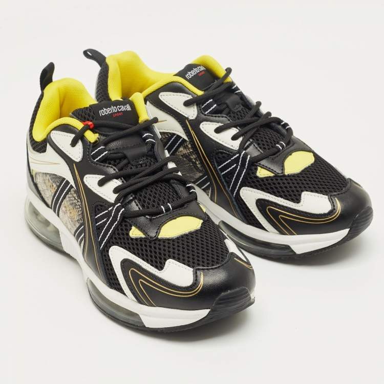 Pre Owned Roberto Cavalli Multicolor Leather and Mesh Low Top Sneakers Size 38