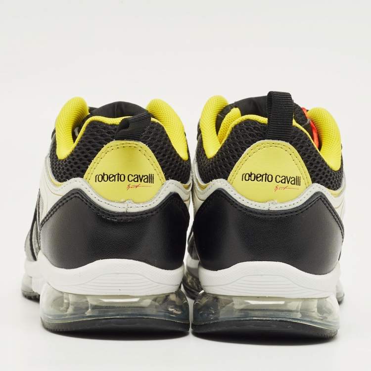 Pre Owned Roberto Cavalli Multicolor Leather and Mesh Low Top Sneakers Size 38