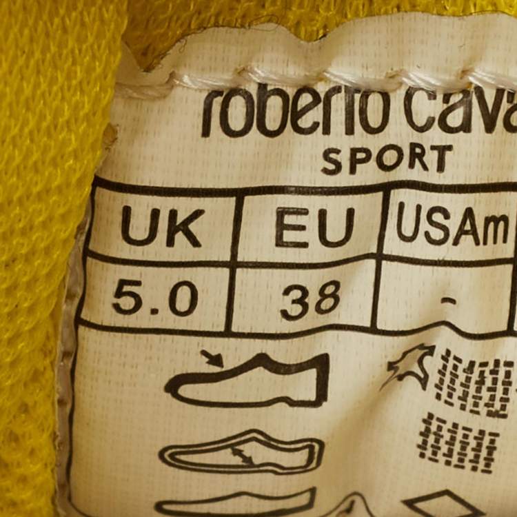 Pre Owned Roberto Cavalli Multicolor Leather and Mesh Low Top Sneakers Size 38