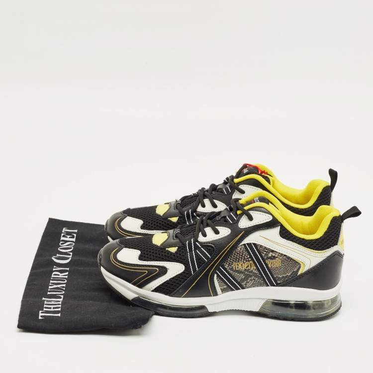 Pre Owned Roberto Cavalli Multicolor Leather and Mesh Low Top Sneakers Size 38