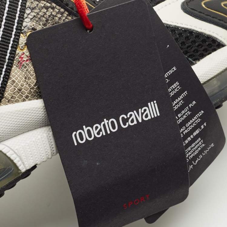 Pre Owned Roberto Cavalli Multicolor Leather and Mesh Low Top Sneakers Size 38