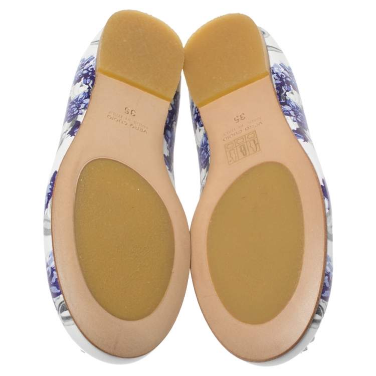 Pre Owned Roberto Cavalli Multicolor Printed Leather Embellished Ballet Flats Size 35