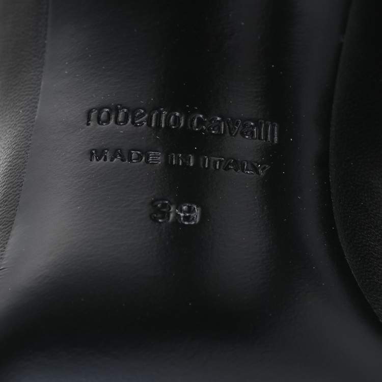 مملوكة مسبقًا Roberto Cavalli Black Leather Pointed Toe Pumps Size 39