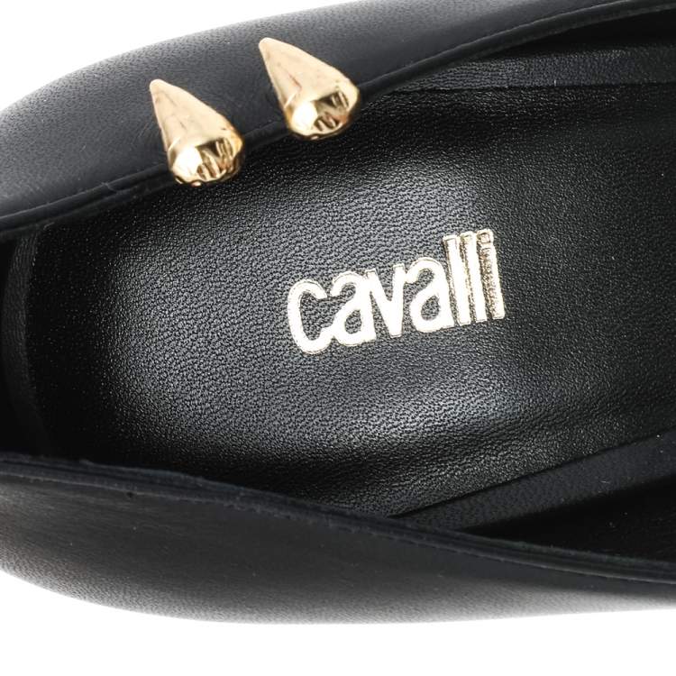 مملوكة مسبقًا Roberto Cavalli Black Leather Pointed Toe Pumps Size 39