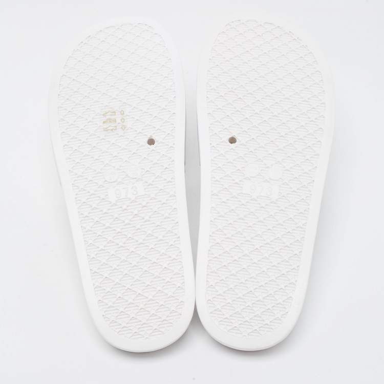 Pre Owned Roberto Cavalli White Rubber Flat Slides Size 39