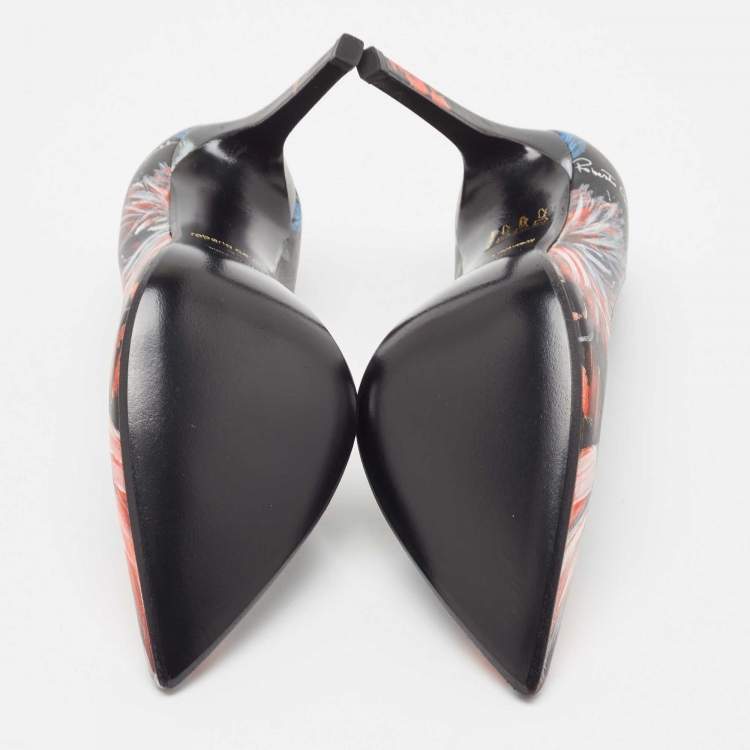 Pre Owned Roberto Cavalli Black Leather Pointed Toe Pumps Size 36