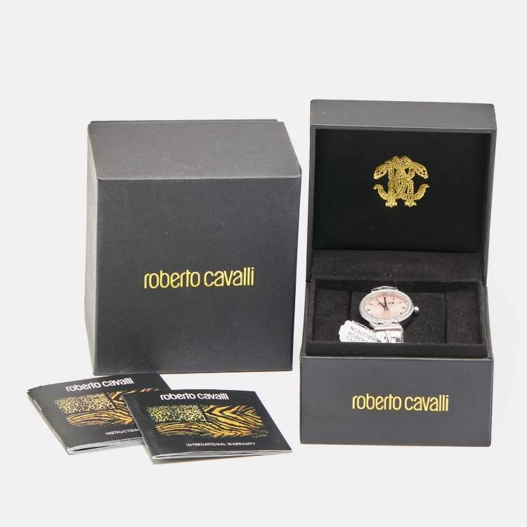 Pre Owned Roberto Cavalli Chiarezza RC5L078M0015 Pink Dial Stainless Steel Women's Wristwatch 30 mm