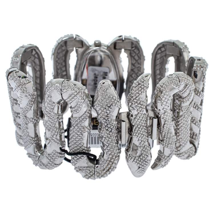 Pre Owned Roberto Cavalli Silver Stainless Steel Cleopatra R7253195515 Women's Wristwatch 40 MM