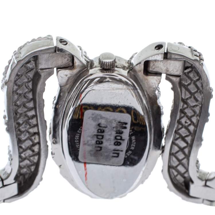 Pre Owned Roberto Cavalli Silver Stainless Steel Cleopatra R7253195515 Women's Wristwatch 40 MM