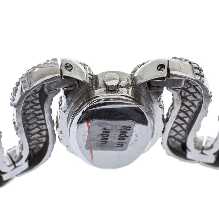 Pre Owned Roberto Cavalli Silver Stainless Steel Cleopatra R7253195515 Women's Wristwatch 40 MM