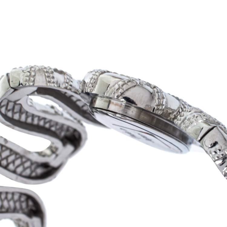 Pre Owned Roberto Cavalli Silver Stainless Steel Cleopatra R7253195515 Women's Wristwatch 40 MM