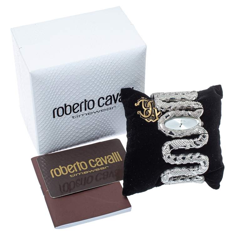 Pre Owned Roberto Cavalli Silver Stainless Steel Cleopatra R7253195515 Women's Wristwatch 40 MM