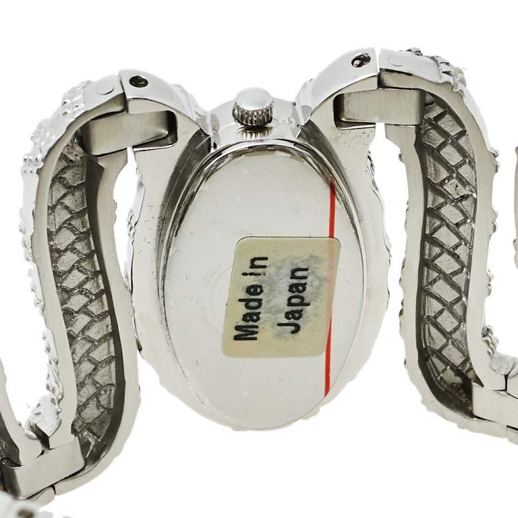 Pre Owned Roberto Cavalli Silver Stainless Steel Cleopatra R7253195515 Women's Wristwatch 40 mm