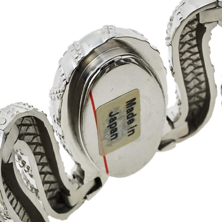 Pre Owned Roberto Cavalli Silver Stainless Steel Cleopatra R7253195515 Women's Wristwatch 40 mm