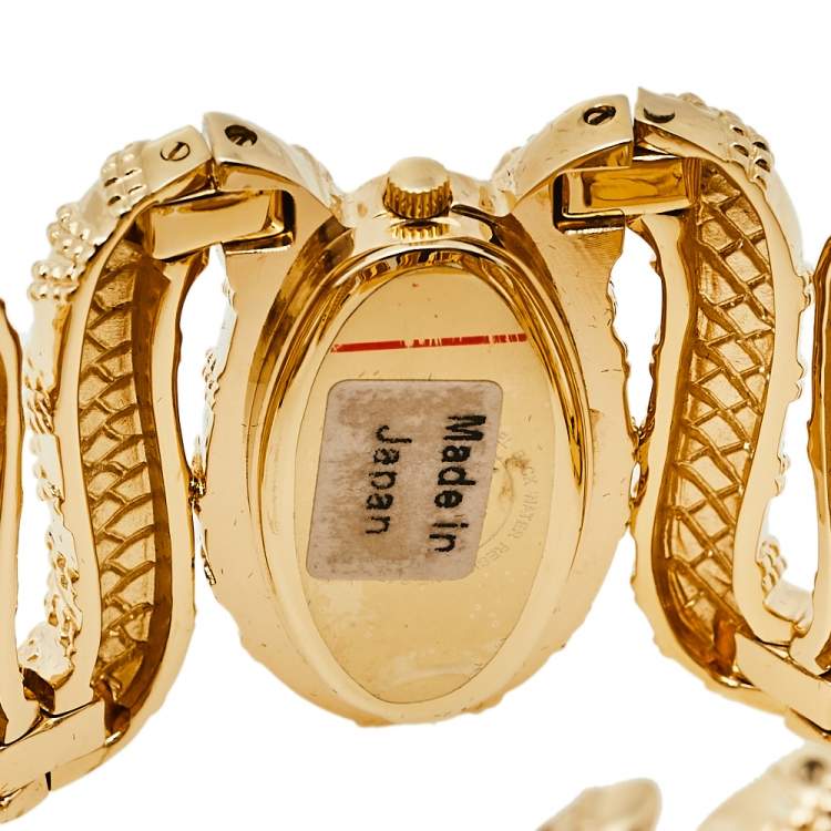 Pre Owned Roberto Cavalli Yellow Gold Plated Stainless Steel Cleopatra R7253195517 Women's Wristwatch 40 mm
