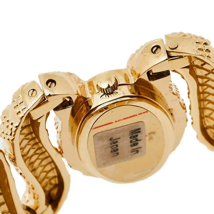 Pre Owned Roberto Cavalli Yellow Gold Plated Stainless Steel Cleopatra R7253195517 Women's Wristwatch 40 mm