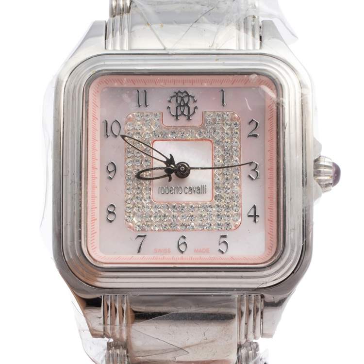 مملوكة مسبقًا Roberto Cavalli Mother Of Pearl Stainless Steel Venom R7253192575 Women's Wristwatch 33 mm