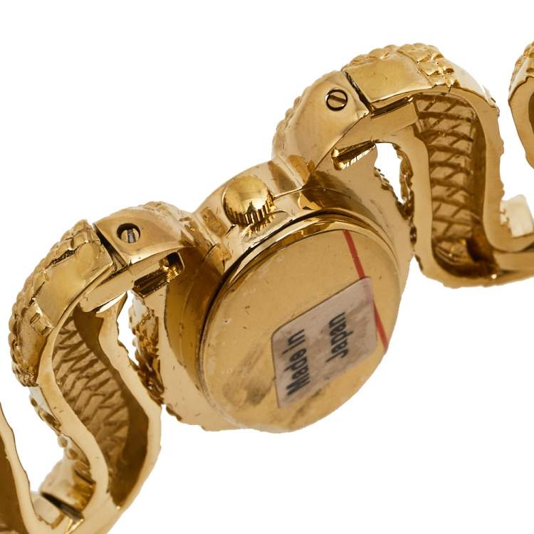 Pre Owned Roberto Cavalli Yellow Gold Plated Stainless Steel Cleopatra R7253195517 Women's Wristwatch 40 mm