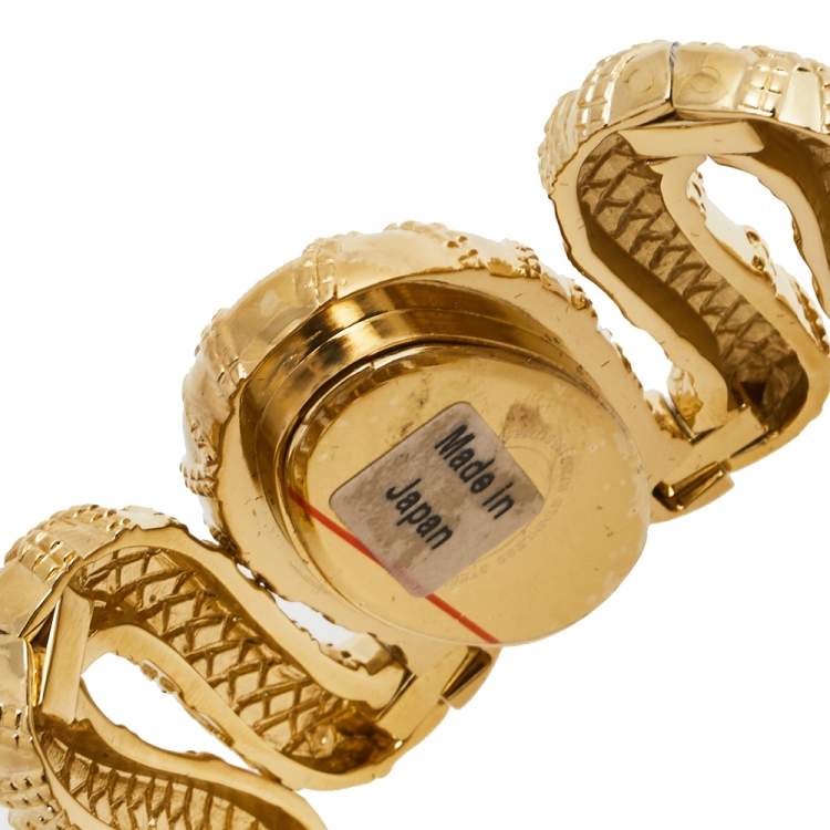 Pre Owned Roberto Cavalli Yellow Gold Plated Stainless Steel Cleopatra R7253195517 Women's Wristwatch 40 mm