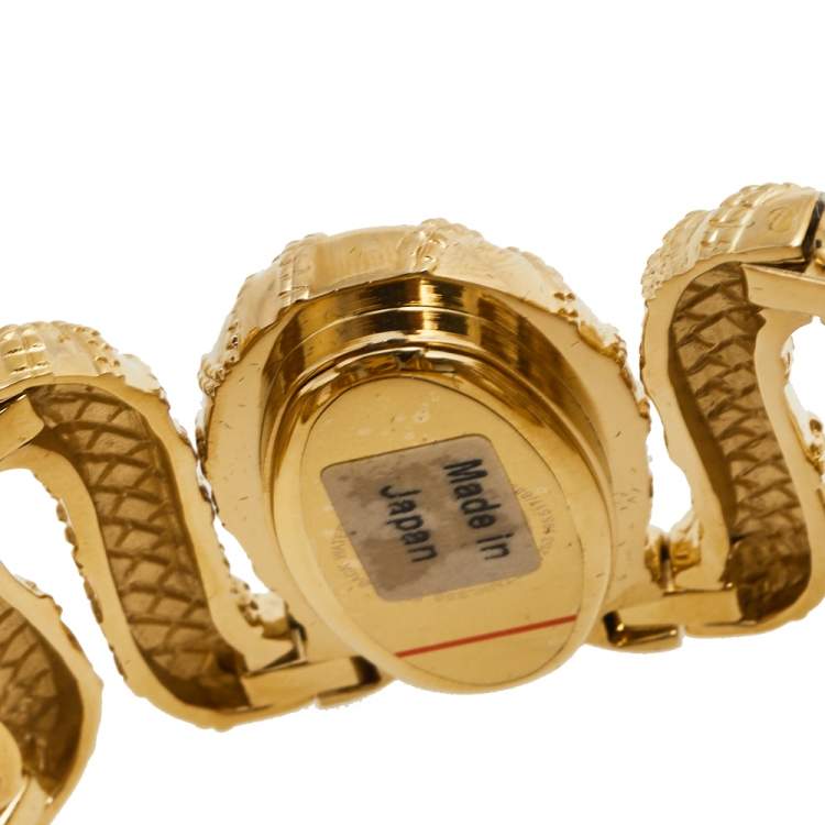 Pre Owned Roberto Cavalli Yellow Gold Plated Stainless Steel Cleopatra R7253195517 Women's Wristwatch 40 mm