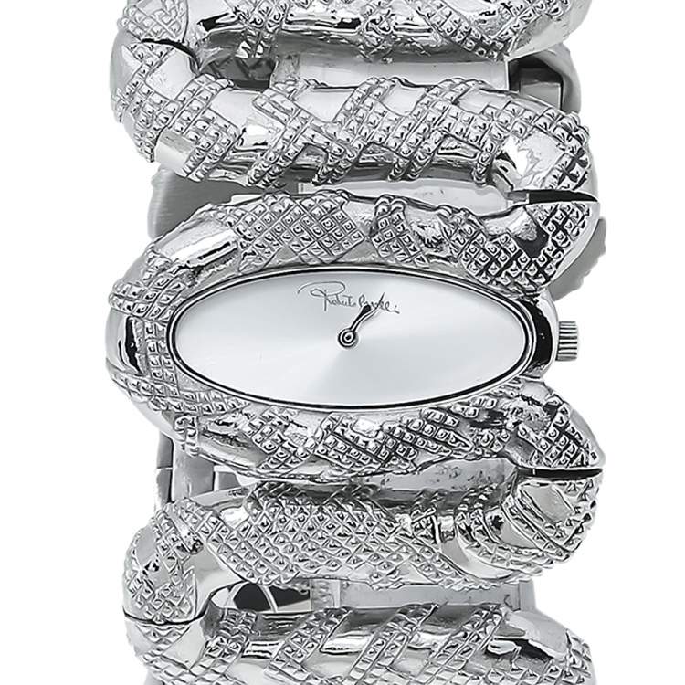 مملوكة مسبقًا Roberto Cavalli Silver Stainless Steel Cleopatra R7253195515 Women's Wristwatch 40 mm