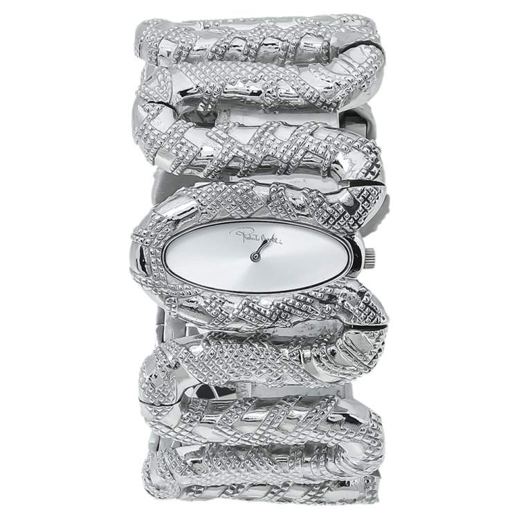 مملوكة مسبقًا Roberto Cavalli Silver Stainless Steel Cleopatra R7253195515 Women's Wristwatch 40 mm