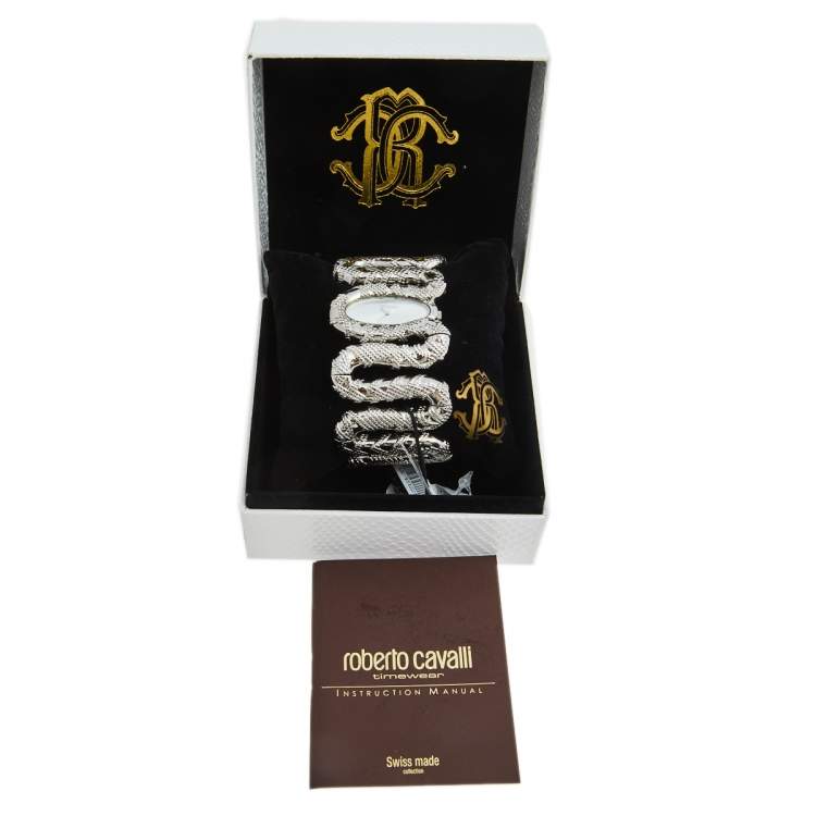 مملوكة مسبقًا Roberto Cavalli Silver Stainless Steel Cleopatra R7253195515 Women's Wristwatch 40 mm