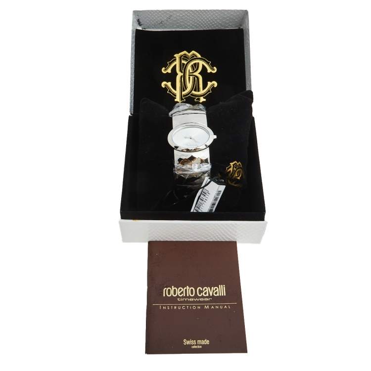 Pre Owned Roberto Cavalli Silver Stainless Steel Multiface R7253133515 Women's Wristwatch 36 mm