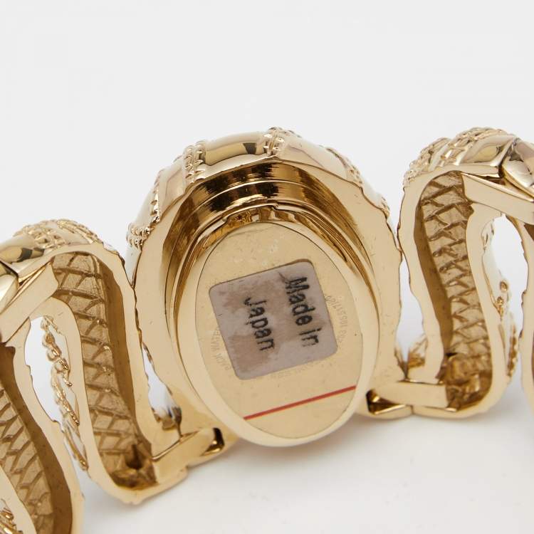 Pre Owned Roberto Cavalli Yellow Gold Plated Stainless Steel Cleopatra R7253195517 Women's Wristwatch 40 mm