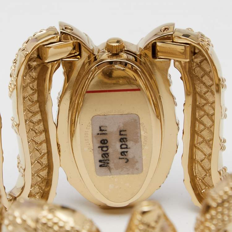 Pre Owned Roberto Cavalli Yellow Gold Plated Stainless Steel Cleopatra R7253195517 Women's Wristwatch 40 mm