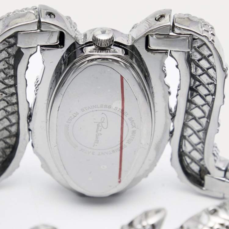 Pre Owned Roberto Cavalli Silver Stainless Steel Cleopatra R7253195515 Women's Wristwatch 40 mm