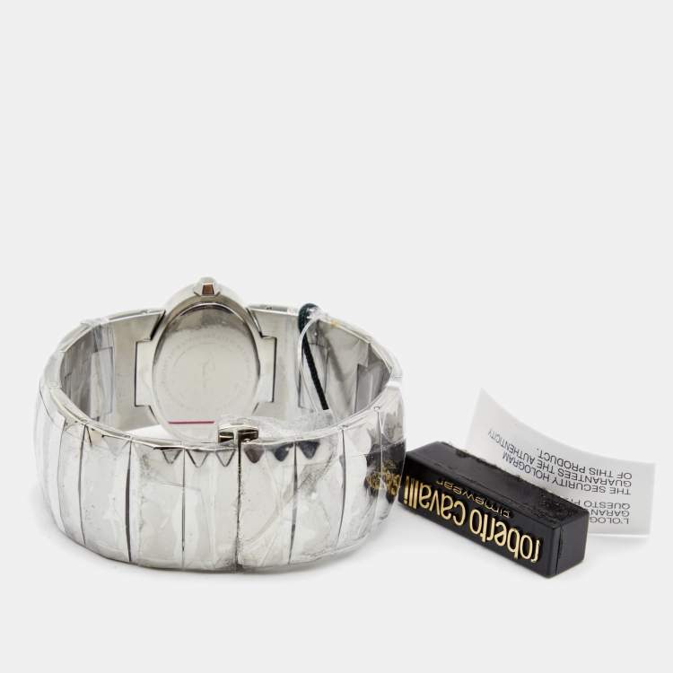 Pre Owned Roberto Cavalli Silver Stainless Steel Multiface R7253133515 Women's Wristwatch 36 mm