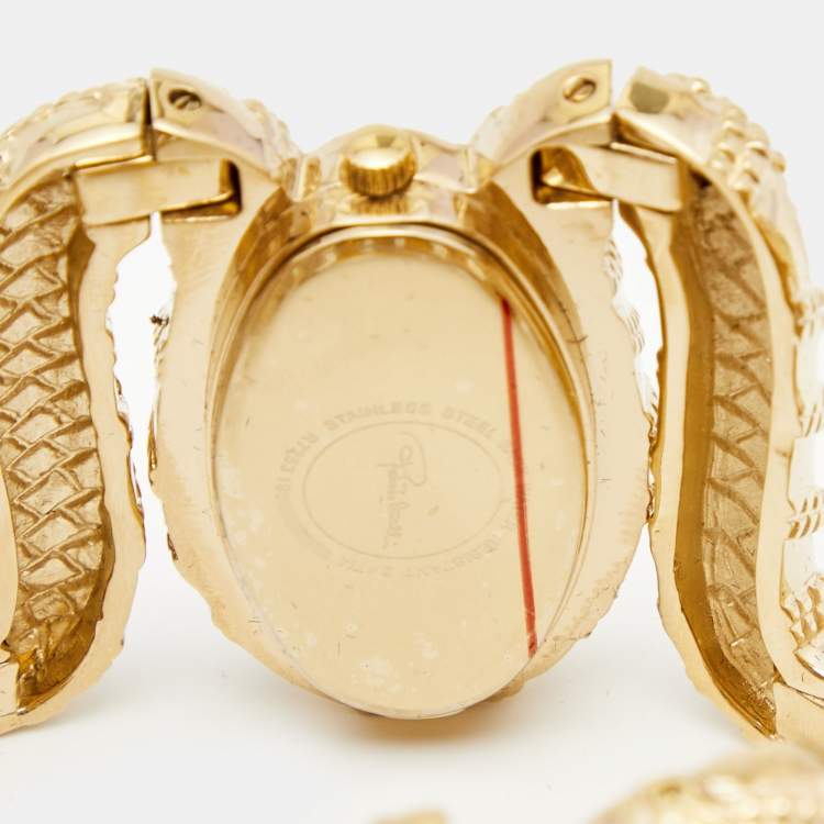 Pre Owned Roberto Cavalli Yellow Gold Plated Stainless Steel Cleopatra R7253195517 Women's Wristwatch 40 mm