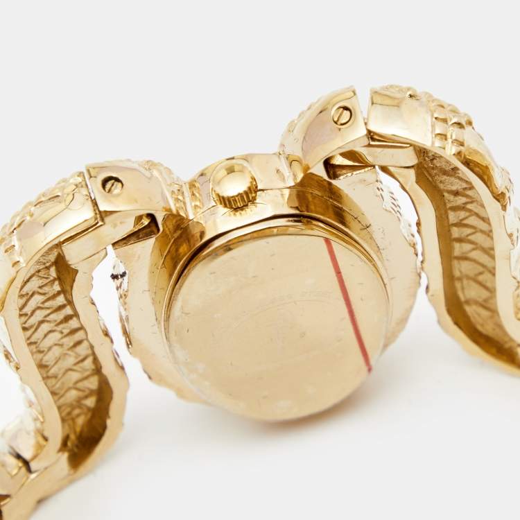 Pre Owned Roberto Cavalli Yellow Gold Plated Stainless Steel Cleopatra R7253195517 Women's Wristwatch 40 mm