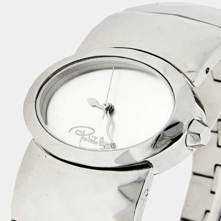 Pre Owned Roberto Cavalli Silver Stainless Steel Multiface R7253133515 Women's Wristwatch 36 mm