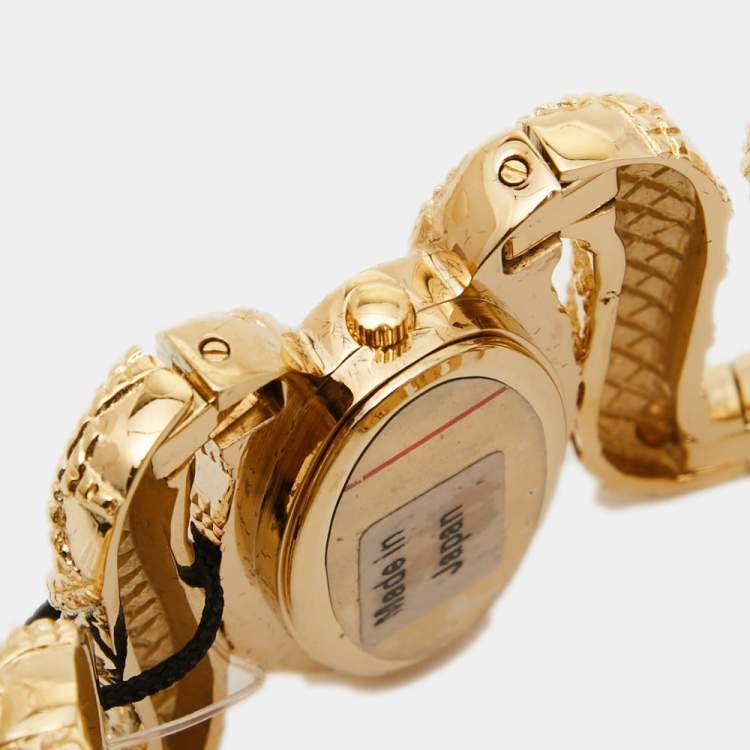 Pre Owned Roberto Cavalli Yellow Gold Plated Stainless Steel Cleopatra R7253195517 Women's Wristwatch 40 mm