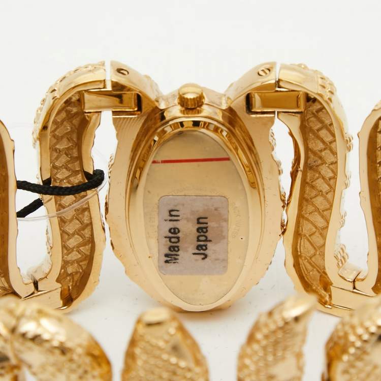 Pre Owned Roberto Cavalli Yellow Gold Plated Stainless Steel Cleopatra R7253195517 Women's Wristwatch 40 mm