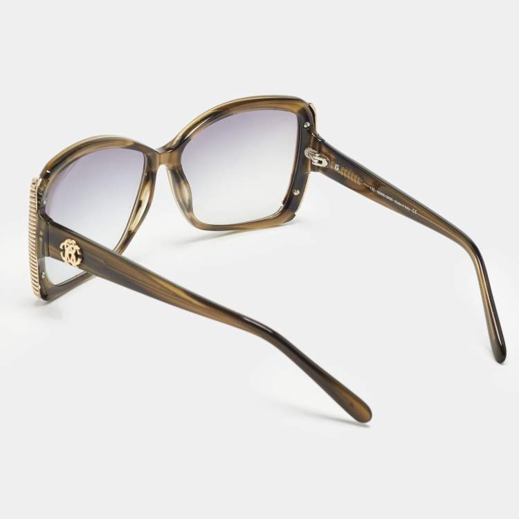Pre Owned Roberto Cavalli Green/Grey Gradient RC656S Butterfly Sunglasses