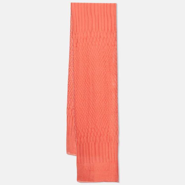 Pre Owned Roberto Cavalli Pink Snake Skin Patterned Silk Scarf 