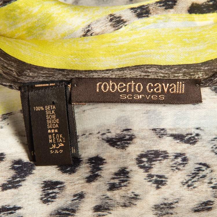 Pre Owned Roberto Cavalli Brown Leopard Print Silk Stole 