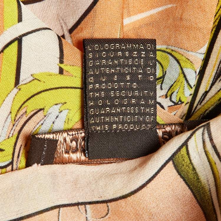 Pre Owned Roberto Cavalli Orange Printed Silk Chiffon Stole 