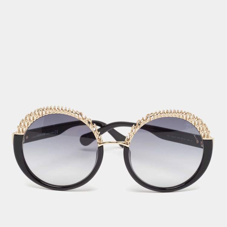 Pre Owned Roberto Cavalli Black Gradient RC 1104-H Frame Round Sunglasses