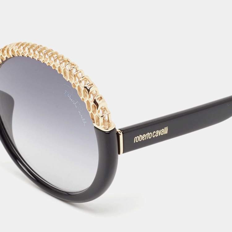 Pre Owned Roberto Cavalli Black Gradient RC 1104-H Frame Round Sunglasses
