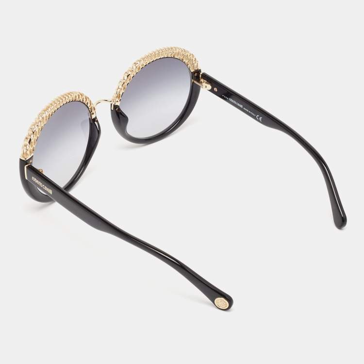 Pre Owned Roberto Cavalli Black Gradient RC 1104-H Frame Round Sunglasses