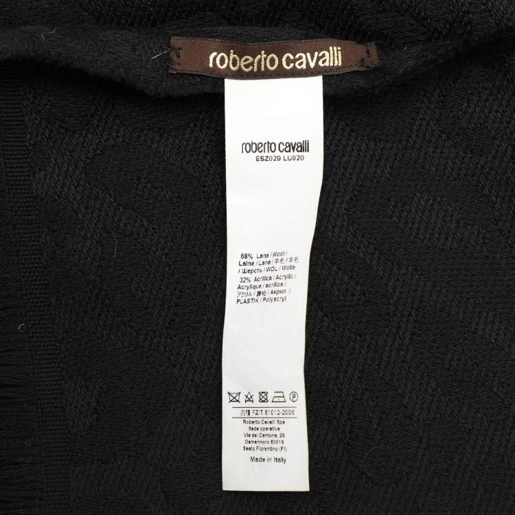 Pre Owned Roberto Cavalli Black Wool Scarf 