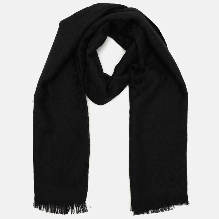 Pre Owned Roberto Cavalli Black Wool Scarf 