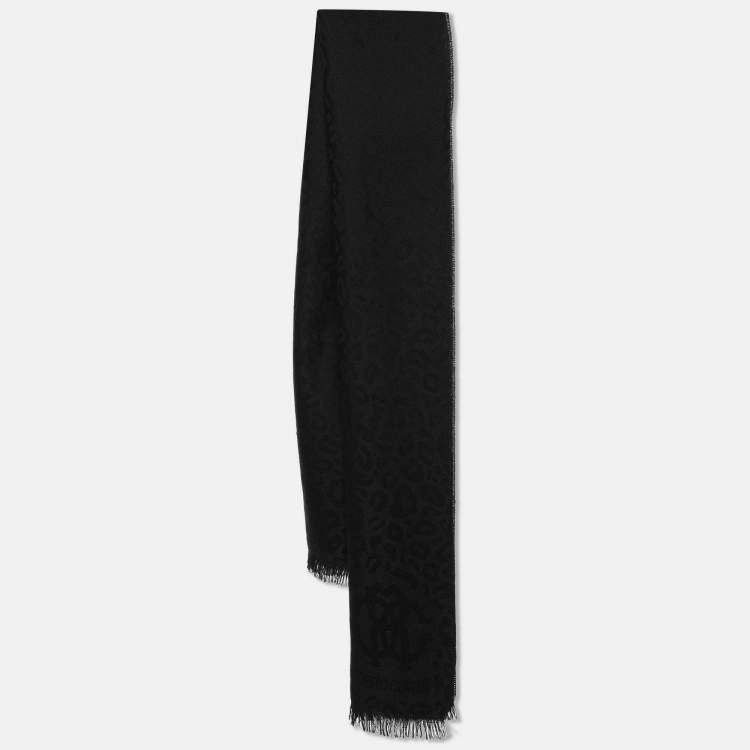 Pre Owned Roberto Cavalli Black Wool Scarf 